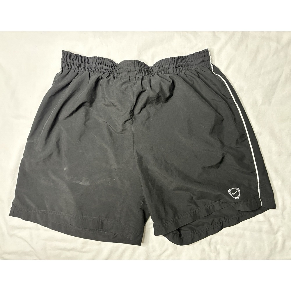Nike Vintage Swoosh Athletic Shorts Men's Size Large Black Logo Pockets